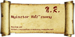 Nyisztor Rázsony névjegykártya
